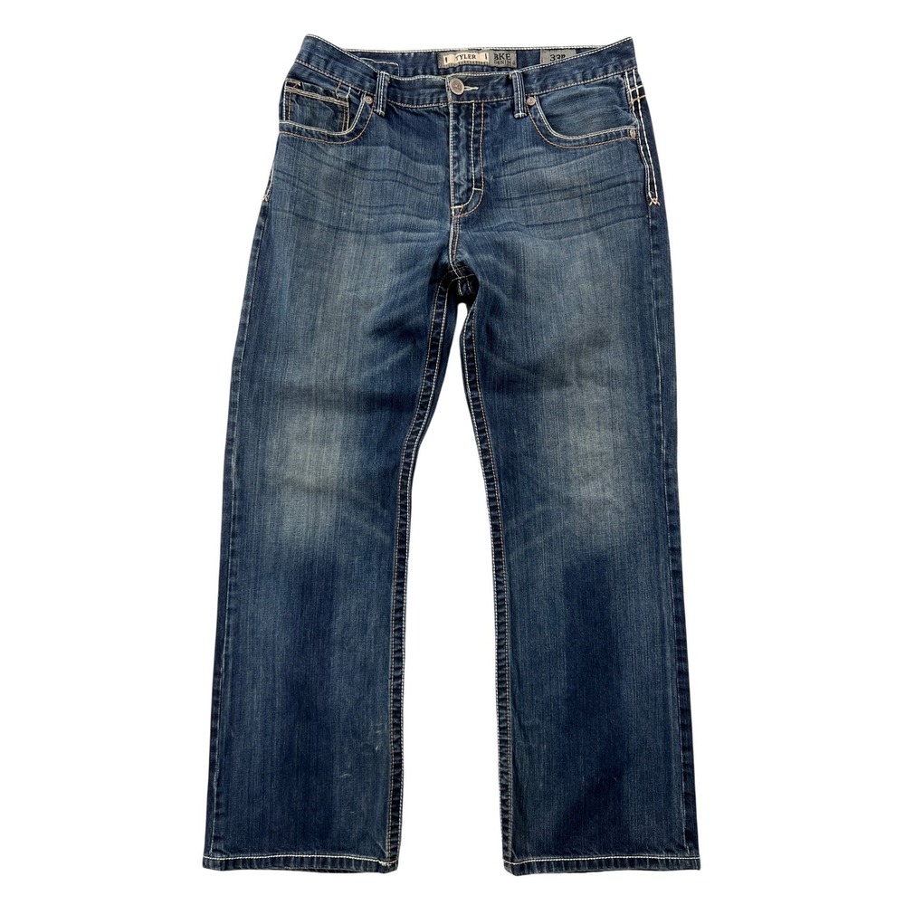 BKE Tyler Bootcut Jeans Men 33R (fit 34x31) Blue Medium Wash Denim Western Y2K‎
